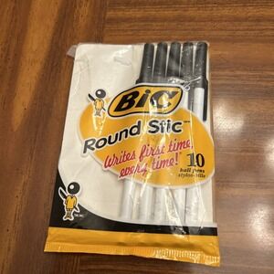 Vintage Bic 1997 Round Stic Ball Pens‎ Black Lot 5